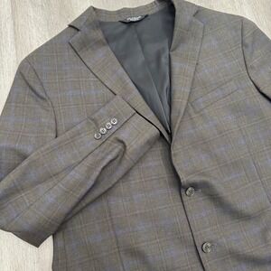 Jos A Bank Men's Single-Breasted Notched Lapel Plaid Wool Suit Jacket Blazer 48L